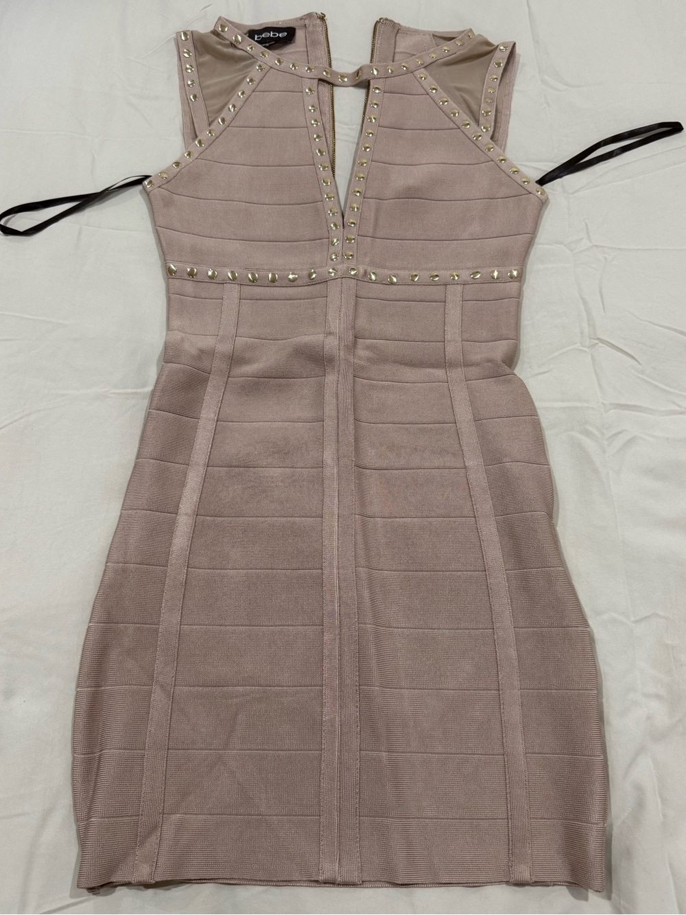 bebe Studded Bandage Mini Dress in Taupe